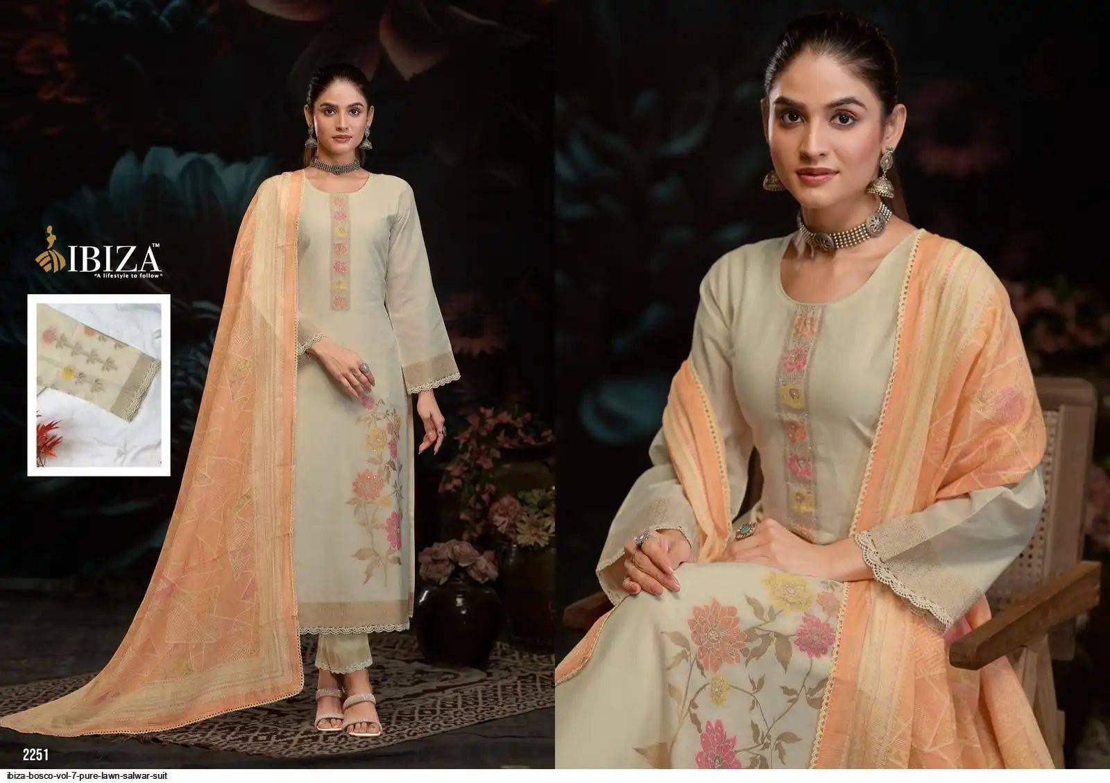 Ibiza bosco vol 7 lawn cotton dress material in wholesale rate